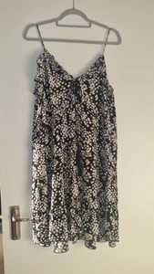 ZARA DAISY PRINT FLORAL STRAPPY SLIP BLACK DRESS - SIZE L LARGE - Picture 1 of 11