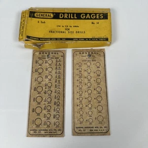 Vintage General Hardware Drill Gages No.12 & No.14 Tempered Steel USA - Picture 1 of 12