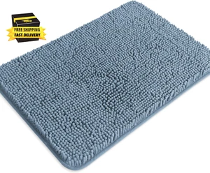 Blue Bathroom Rugs – Absorbent and Washable Bath Mat, Non-Slip, Thick Soft Cheni - Picture 1 of 7