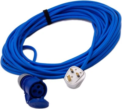 JCE 13A STECKER AUF 16A BLAU STECKDOSE VERLÄNGERUNGSKABEL 3M 5M 10M 15M CARAVAN EVENT ADAPTER