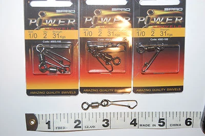 3 packs spro power swivel stainless steel hooked snap #1/0 31kgs (68lb) 4583-100 - Image 1 of 4