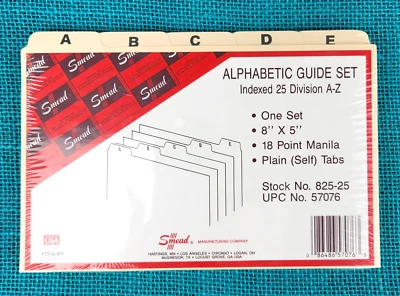 Smead Alphabetic Guide Set 8x5 Inch Indexed 25 Division A-Z 18 Point Manila - Image 1 of 4