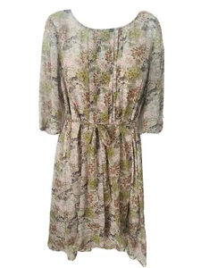 LAURA ASHLEY GREEN FLORAL MIDI TEA DRESS SIZE 18 NEW Chiffon - Picture 1 of 13