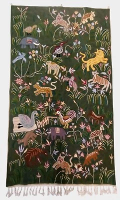 Wall hanging tapestry Wool Rug, Animal Rug, Bird Rug, Jungle Rug - Image 1 of 4