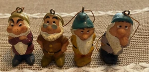 Vintage Disney Schneewittchen sieben Zwerge Ornamente (4) Grumpy Sleepy Doc Bashful - Bild 1 von 5