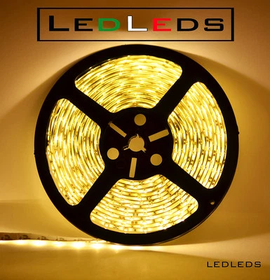 300 LED 3528 STRIP STRISCIA 5 m 12V BIANCO impermeabile luce calda neon ip65 - Immagine 1 di 4