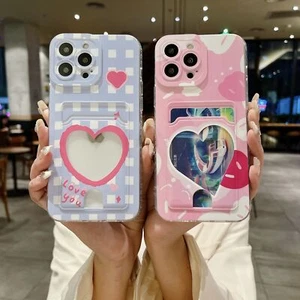 For Huawei Honor iPhone Samsung Cute Love Card Pocket Wallet Bag Soft Case - Picture 1 of 14