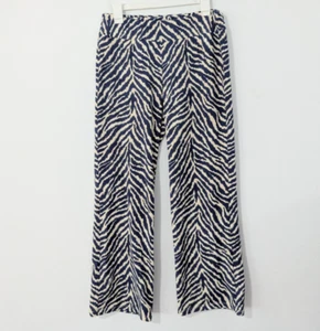 j. Mclaughlin Zebra Print Pull On Straight Leg Pants Catalina Cloth Blue Medium - Picture 1 of 7
