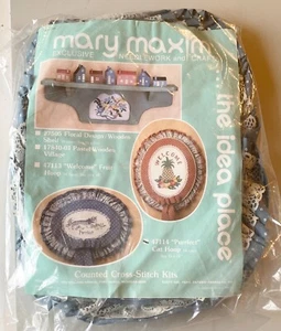 Mary Maxim welcome Hoop Kit- Counted X-Stitch "Purrfect" Cat=14 Ct Aida. 15 X 12 - Picture 1 of 3