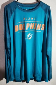 MEN'S NFL MIAMI DOLPHINS AQUA COOL BASE SWEATSHIRT MAJESTIC XXL - Picture 1 of 17