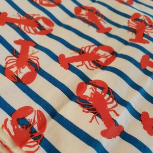 NOS 6 yds yards Maine Rock Lobster blue sail yacht stripe Flannel Fabric NEW  - Picture 1 of 3