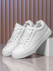 Men's Skateboard or Tennis Shoes, Low, White and Black - Picture 1 of 9