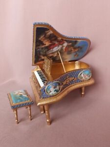 dolls house piano grand piano stool French ornate 1/12 scale by Evagreen35 