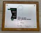 1969 Great Northern Railroad Safety Award Plaque Dining Car Department