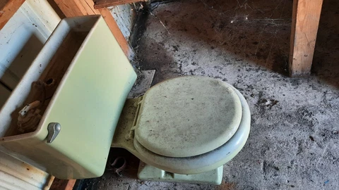 Vintage Green Porcelain Toilet Cover