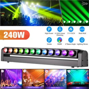 12 LED RGBW 4IN1 DMX Moving Head Light 240W Beam LED + 12 Strobe RGB Wash Lights - Picture 1 of 15
