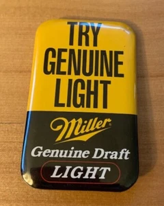 Cool Vintage Miller Try Genuine Draft Light Beer Brewery Advertising Pinback - Picture 1 of 2