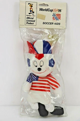 Vintage 1994 World Cup Soccer Kids USA Mascot NEW In Package Collectable Plush Cover