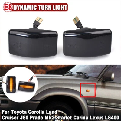 Black For Lexus LS400 1989-1999 2000 Double Row LED Sequential Side Marker Light - Image 1 of 4
