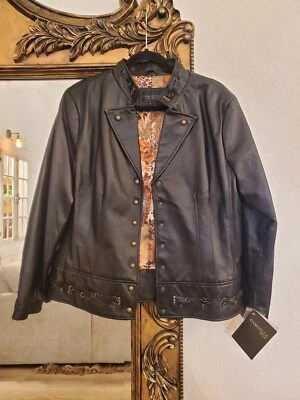 Damselle New York Moto Style Leather Jacket Longsleeve Sz Xl $250 - Image 1 of 4