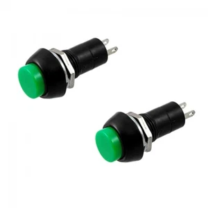 2x Green Push Button Switch Car/Truck/General Momentary Reset 12V AC 125V/250V - Picture 1 of 11
