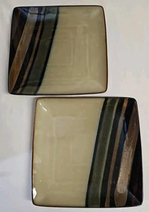 Set Of 2 Sango Avanti Black 4721 Square Dinner Plates 11" - Picture 1 of 6