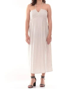 TIFFISI Beige Halter Maxi Dress With Smocked Bodice & Tie-Back Womens Size S - Picture 1 of 9