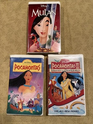 3 Disney Masterpiece VHS Tapes Mulan, Pocohontas I & II Strong Women Series Foto 1 de 4