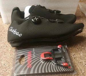 Unisex Chebao cycling shoes w/ cleet hardware Black Sz- 42 (W 10) (M 8.5)  - Picture 1 of 13