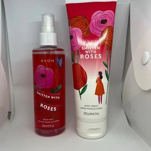 Avon SMITTEN WITH ROSES Body Cream & Body Mist DUO NOS SEALED - Picture 1 of 6