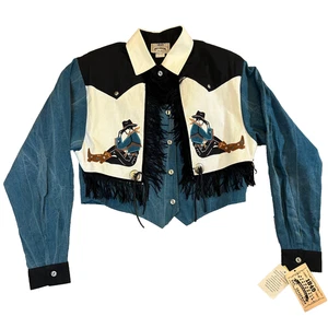 Vintage 1849 Authentic Ranch Wear Hemd Jacke Gr. M Fransen Western Rodeo USA Neu mit Etikett - Bild 1 von 15