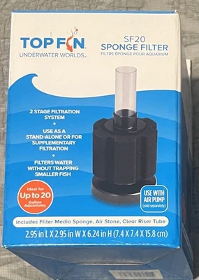 Top Fin SF20 Aquarium Bio Replacement Sponge Filter 20 Gallon Compatible NIB - Image 1 of 3