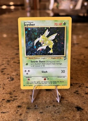 Pokémon TCG - Scyther Base Set 2 17/130 - Unlimited Holo Rare - SWIRL - Image 1 of 2