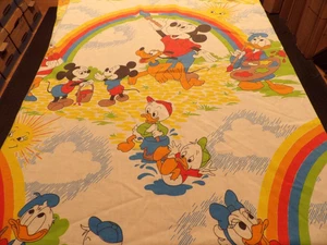 70s Pacific Vibrant Disney Twin Fitted Sheet Mickey Painting Rainbow Craft Use - Picture 1 of 4