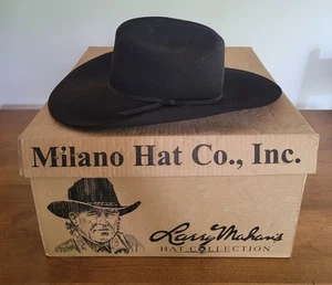 NEU Vintage Larry Mahan Milano Filz Western Cowboy Hut schwarz Größe 6 3/8 Texas USA - Bild 1 von 12