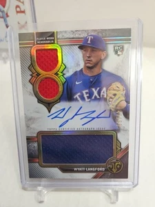 Wyatt Langford 2024 Topps Triple Threads Rookie Triple Patch Auto #47/99 Rangers - Picture 1 of 3