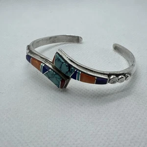 Southwest Design Multi Stein Inlay Armreif Armband in Sterling Silber 925 *lesen* - Bild 1 von 8