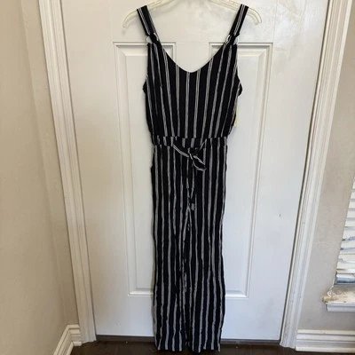 NUEVO CON ETIQUETAS Derek Heart Camiseta sin mangas Pantalones Mameluco Mono Azul Marino Oscuro Blanco Rayas Grande Foto 1 de 4