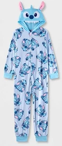 Disney Stich Girls Boys Pajamas One Piece Hooded Union Suit Sleepwear Costume 8 - Picture 1 of 3