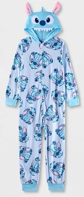 Disney Stitch Girls Boys Pajamas One Piece Hooded Union Suit Sleepwear Costume 8 - Image 1 of 3