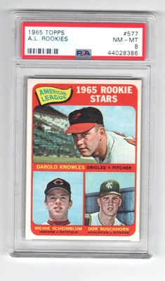 1965 TOPPS SHORT PRINT High #577 A.L. ROOKIES KNOWLES PSA NM-MT 8 FRESHLY GRADED - Image 1 of 2