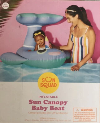 NEW (Other) Sun Squad Sun Canopy Baby Boat Narwhal Whale Infant Pool Float - Image 1 of 4
