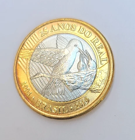 🇧🇷Brazil Coin hummingbird Commemorative 25 years REAL UNC 2019 KM#100 Cover