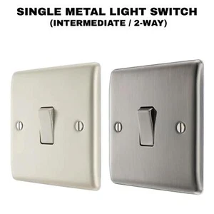 Metall Lichtschalter & Schrauben 1 Gang Zwischen-/2-Wege Wandschalter 20A 16AX - Bild 1 von 14