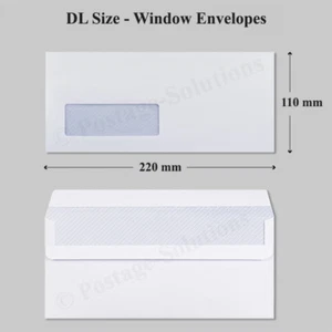 DL PLAIN WHITE Self Seal Strong Envelopes 90GSM Paper Envelopes - PACK OF 100 - Picture 1 of 4