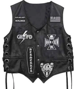 Black Label Society Doom Weste Echtleder schwarz Bikerweste - Bild 1 von 3