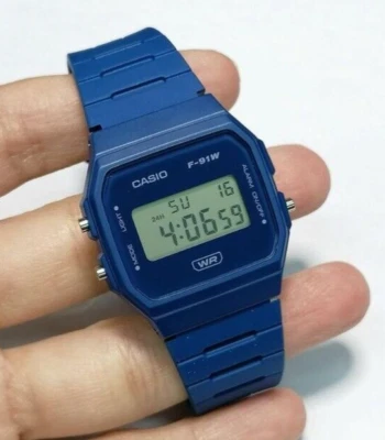 Casio POP F-91WB-2A1 синий цифровой тонкий легкий минималистский дизайн молодежные часы - Изображение 1 из 4