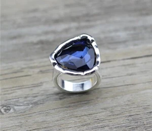 Handgefertigter Uno STYLE einzigartiger 50er Ring BLAU Größe 8 (R41) - Bild 1 von 6