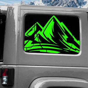 Rear Window Wrap Graphic Decal for Jeep Wrangler 2011-2020 MOUNTAINS GREEN - Picture 1 of 1