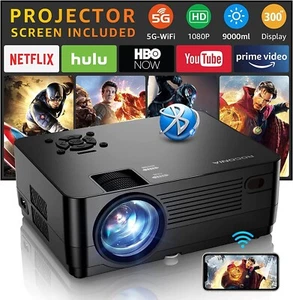 5G WiFi Bluetooth Native 1080P Projector[Projector Screen Included], Roconia - Picture 1 of 7